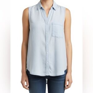 Andrea Jovine Striped Sleeveless Shirt Blue & White Women’s Top size L